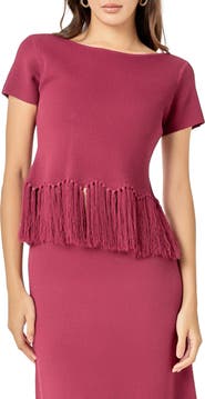 English Factory Fringe Hem Knit Top
