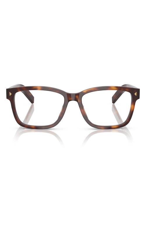 Prada 53mm Rectangular Optical Glasses In Havana