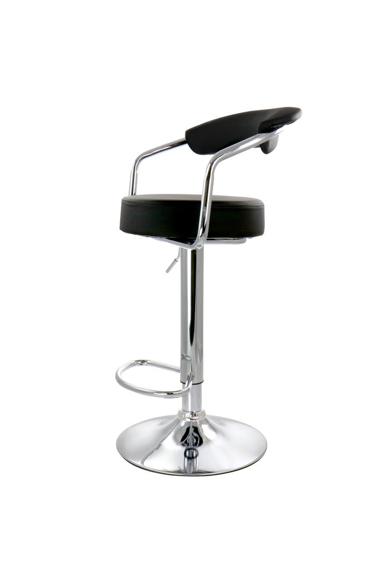 2 Piece Faux Leather Retro Adjustable Bar Stool, Alternate, color, Black