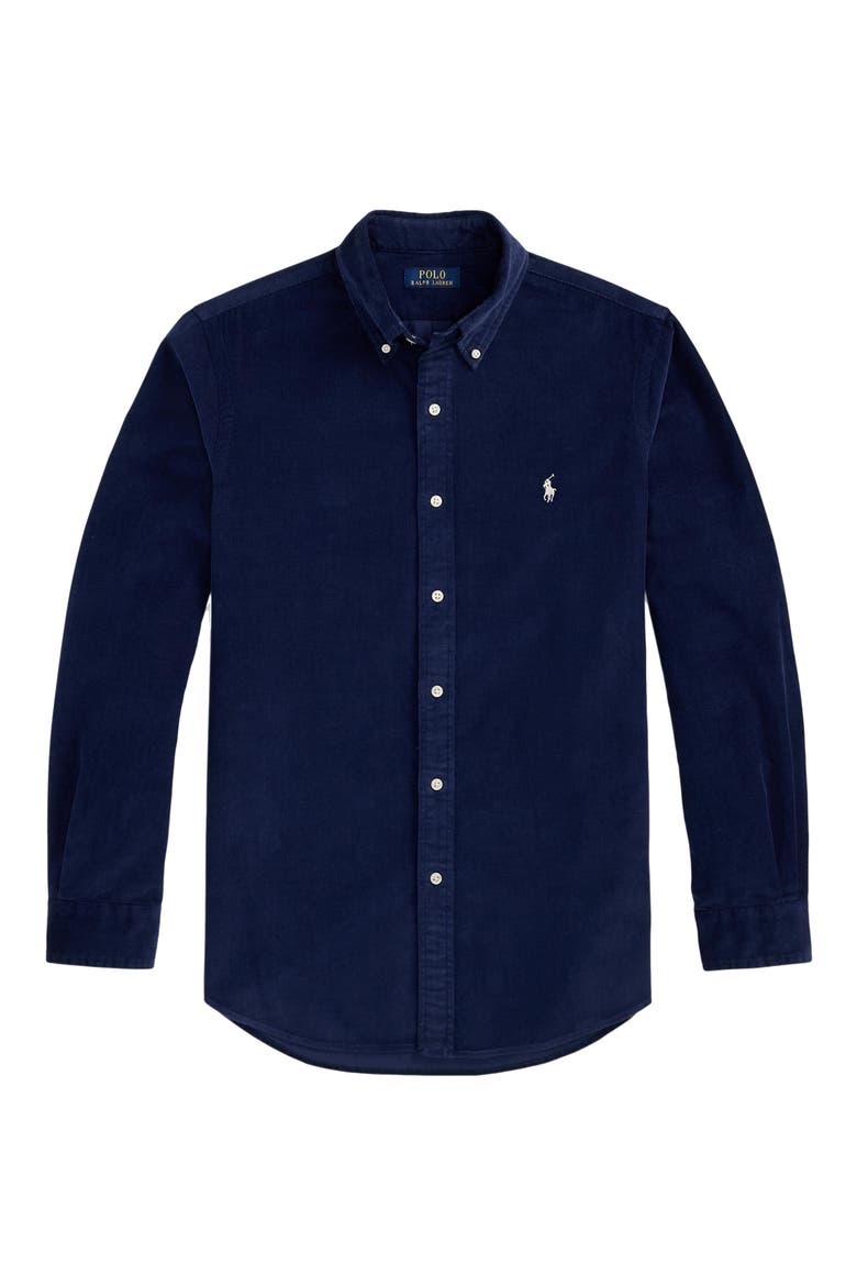 21 Wale Corduroy Button-Down Shirt, Alternate, color, NAVY