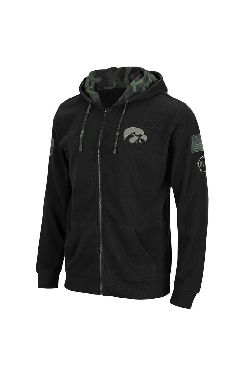 COLOSSEUM Men's Colosseum Black Iowa Hawkeyes OHT Slim Fit Lightweight Waffle Full-Zip Hoodie, Alternate, color, 
