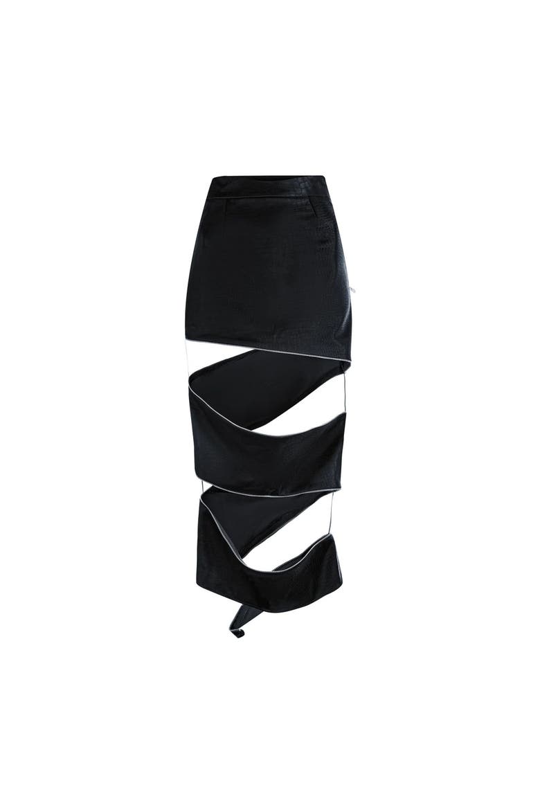 Spiral Zipper Skirt, Main, color, Black