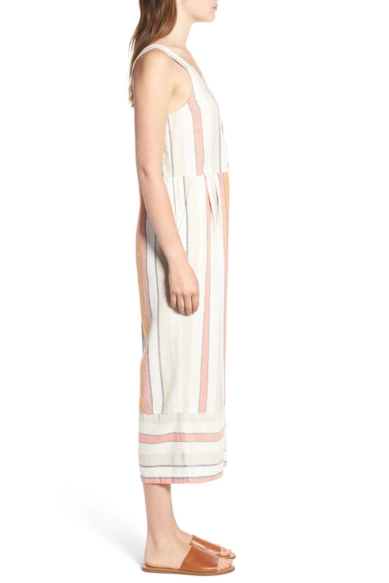 Stripe Surplice Jumpsuit, Alternate, color, IVY 70S VERTICAL STRIPE