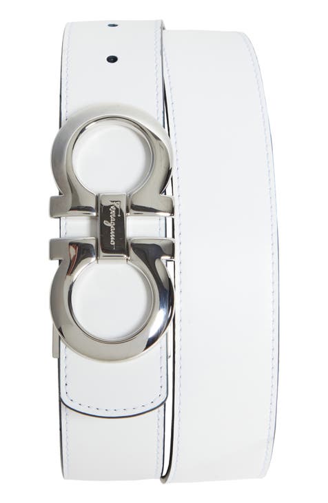 Mens white designer belt best sale