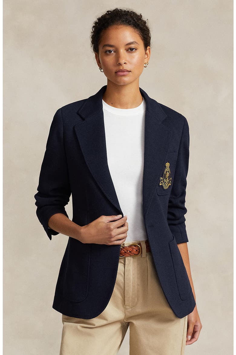 Logo Crest Blazer, Alternate, color, PARK AVENUE NAVY