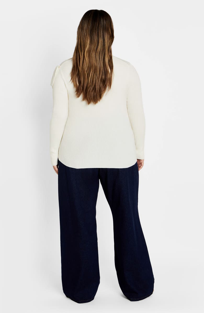 City Chic Helen Ruffle Knit Top, Alternate, color, Ivory