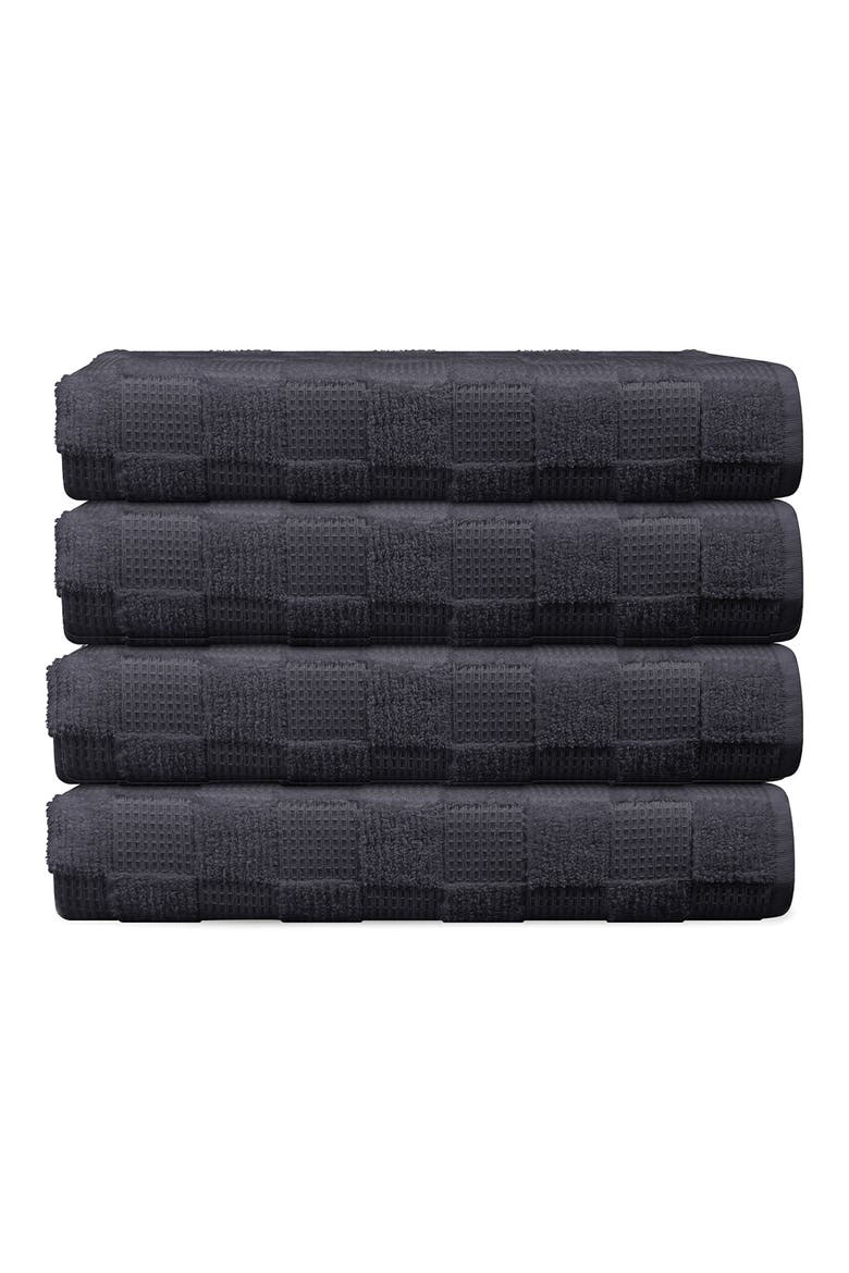 Waffle Terry 4-Piece Turkish Cotton Washcloths, Main, color, ANTHRACITE
