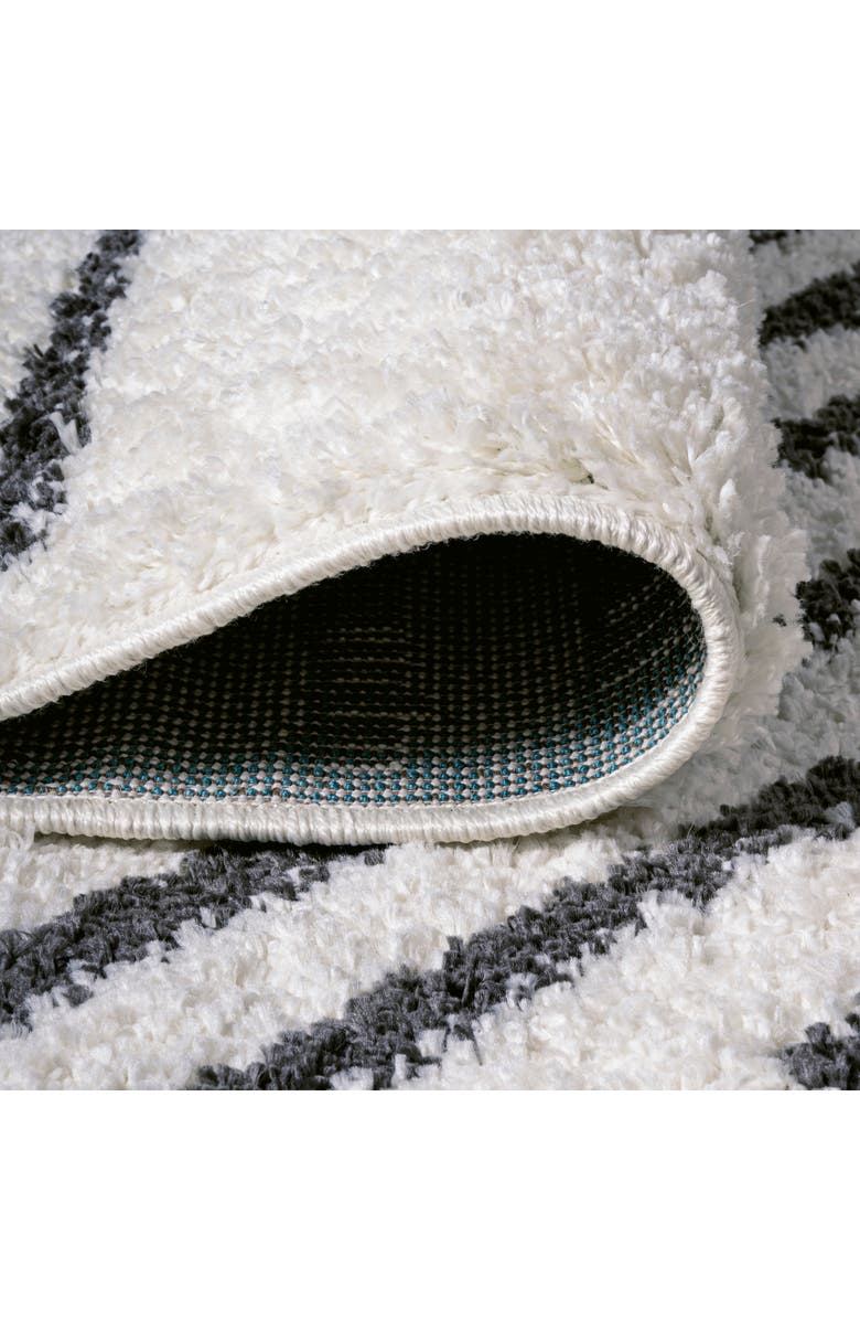JONATHAN Y Petra Stripe Geometric Shag Area Rug, Alternate, color, White/Gray