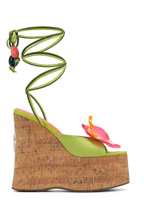 Sunflower Green Kid Wedge Heel