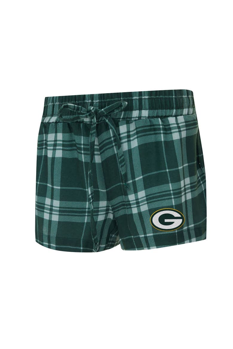 Women's Concepts Sport  Heather Gray/Green Green Bay Packers Regulate Plaid Long-Sleeve T-Shirt & Shorts Sleep Set, Alternate, color, Heather Gray