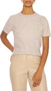 Vince Camuto Sequin Puff Sleeve Crewneck Sweater