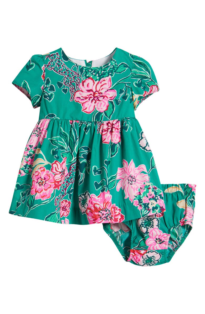 Lilly Pulitzer<sup>®</sup> Kelce Floral Puff Sleeve Cotton Dress & Bloomers, Main, color, Multi