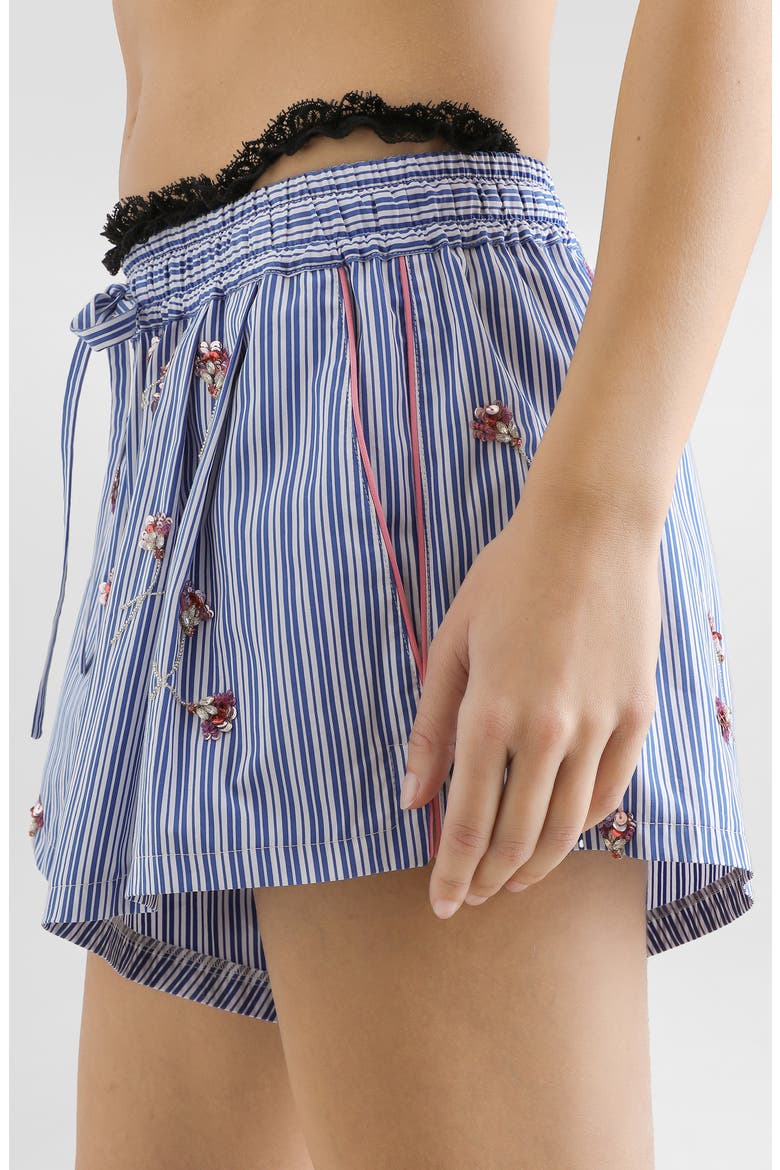 Embroidered Silk Blend Poplin Shorts, Alternate, color, S8400 EMBROIDERED