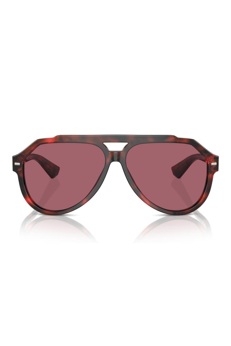 60mm Pilot Sunglasses, Alternate, color, RED HAVANA