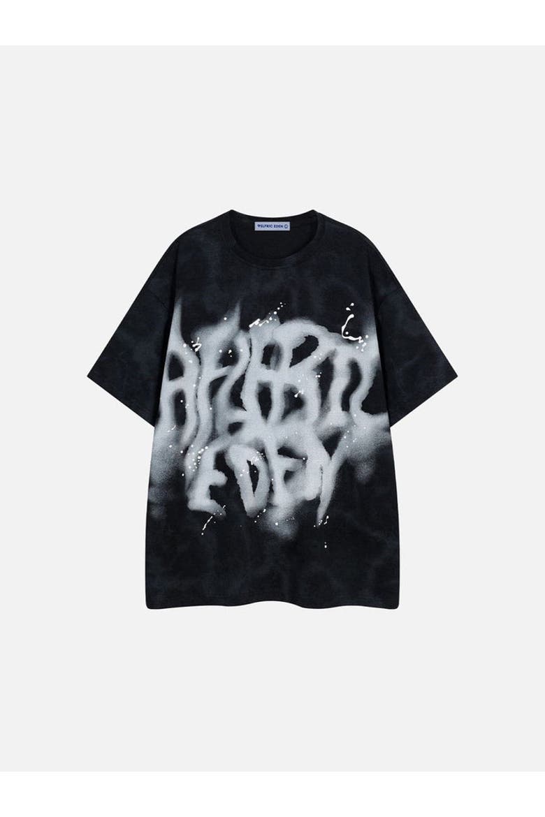 Washed Abstract Graphic Tee, Alternate, color, Black