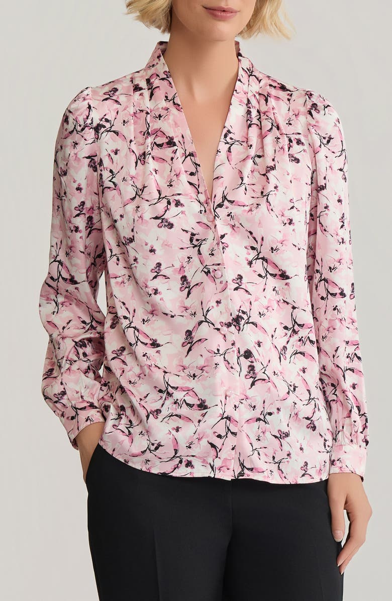 KASPER Print Pleated Shoulder Top, Main, color, 