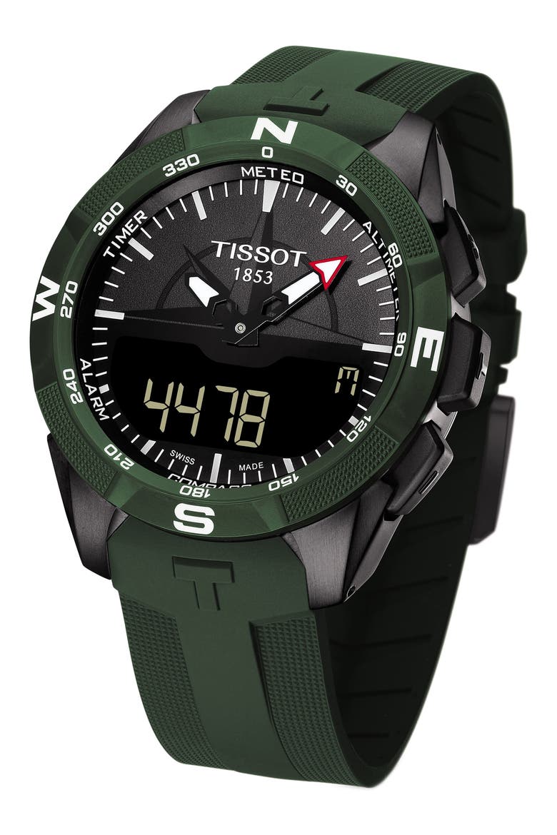 T-Touch Expert Solar Multifunction Smartwatch, 45mm, Alternate, color, GREEN/ BLACK