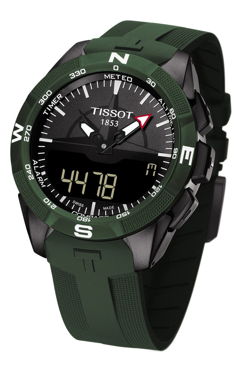 Tissot T-Touch Expert Solar Multifunction Smartwatch, 45mm, Alternate, color, Green/ Black