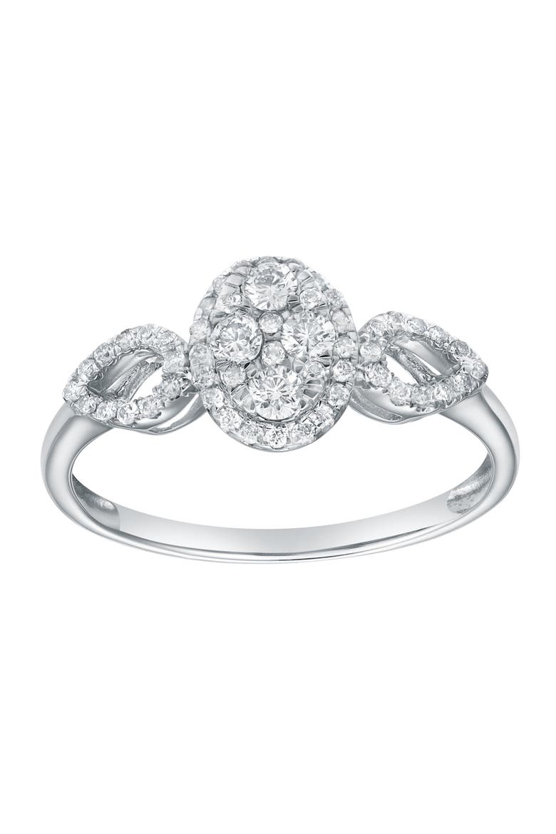 Florayne 0.35 Ct 14K Gold Diamond Leaf Halo Ring, Main, color, 14K White Gold