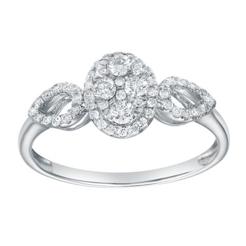 Florayne 0.35 Ct 14K Gold Diamond Leaf Halo Ring