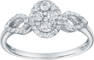 LuvMyJewelry Florayne 0.35 Ct 14K Gold Diamond Leaf Halo Ring