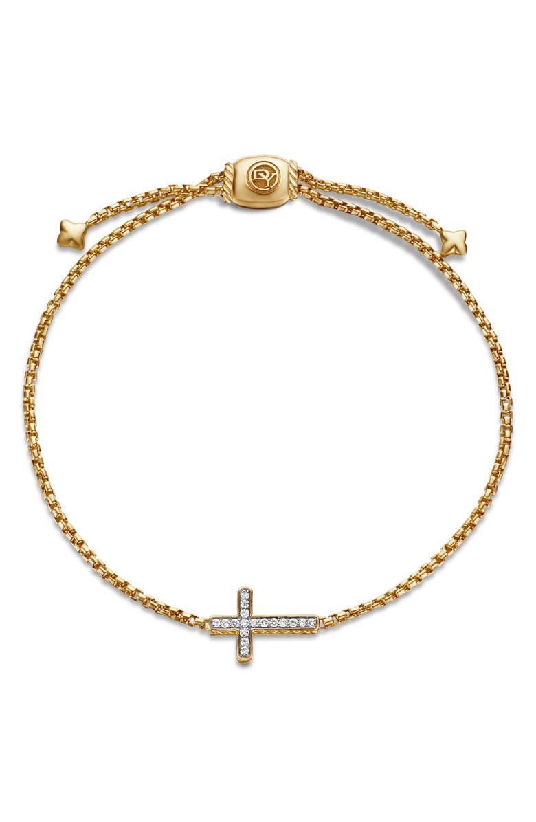 David Yurman Petite Pavé Cross Bracelet with Diamonds in 18K Gold, Alternate, color,