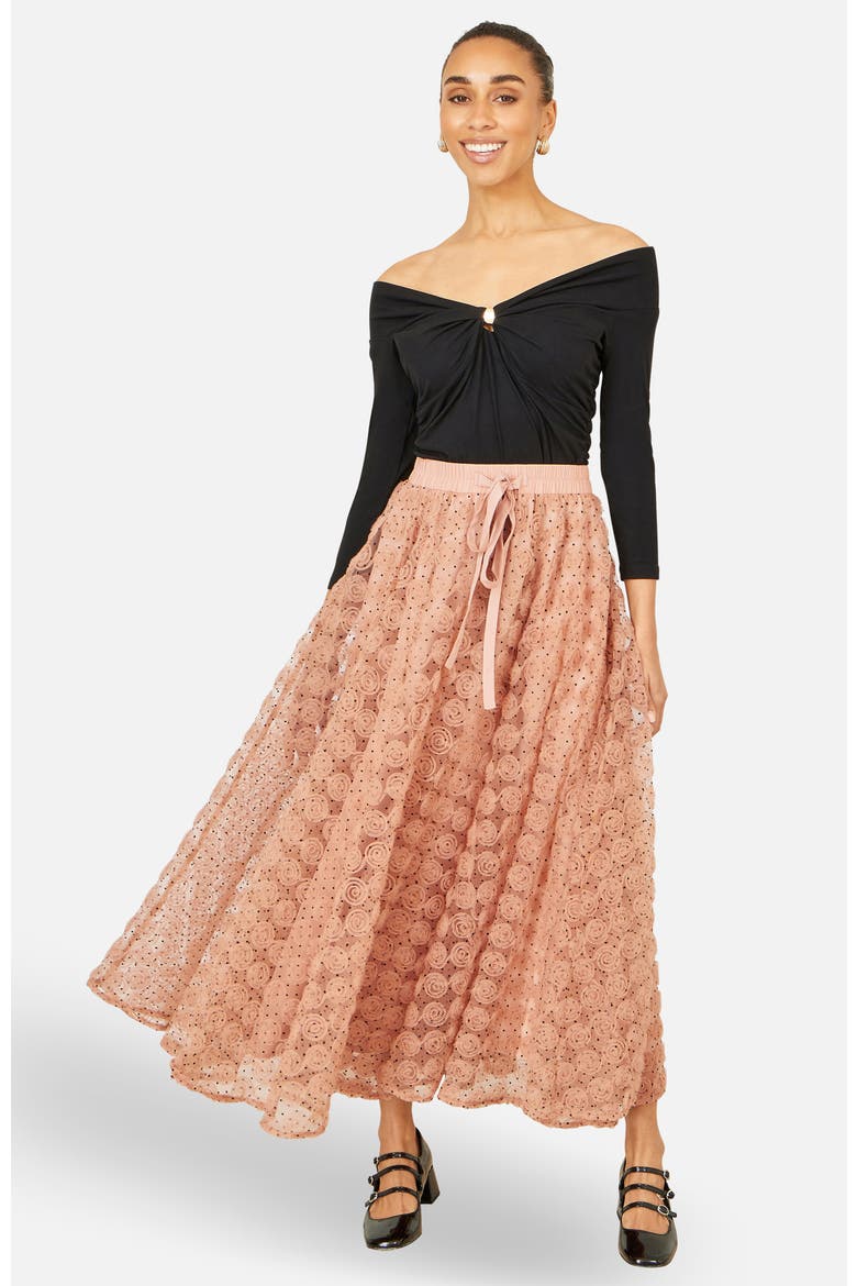 Spot And Rose Tulle Skirt, Alternate, color, Blush