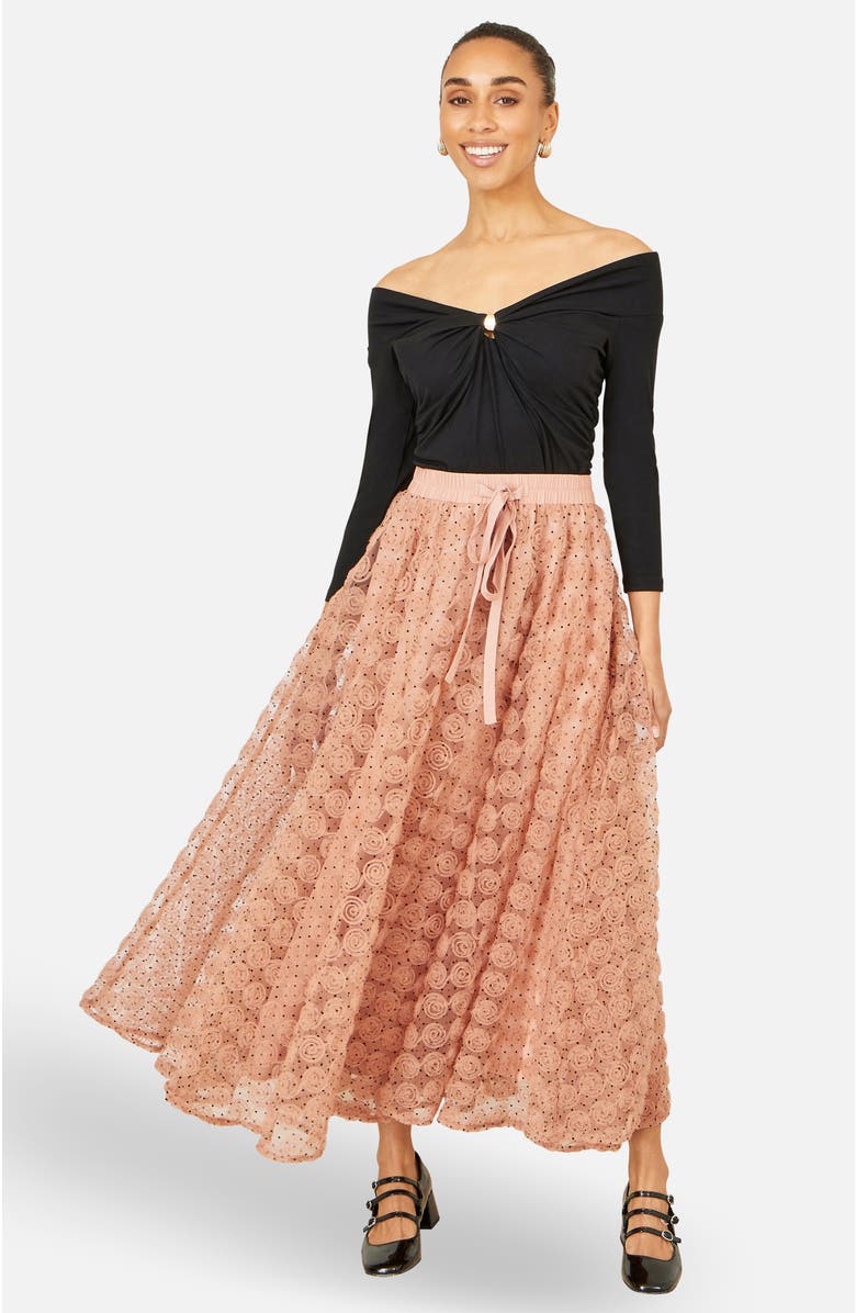 Yumi Spot And Rose Tulle Skirt, Alternate, color, Blush