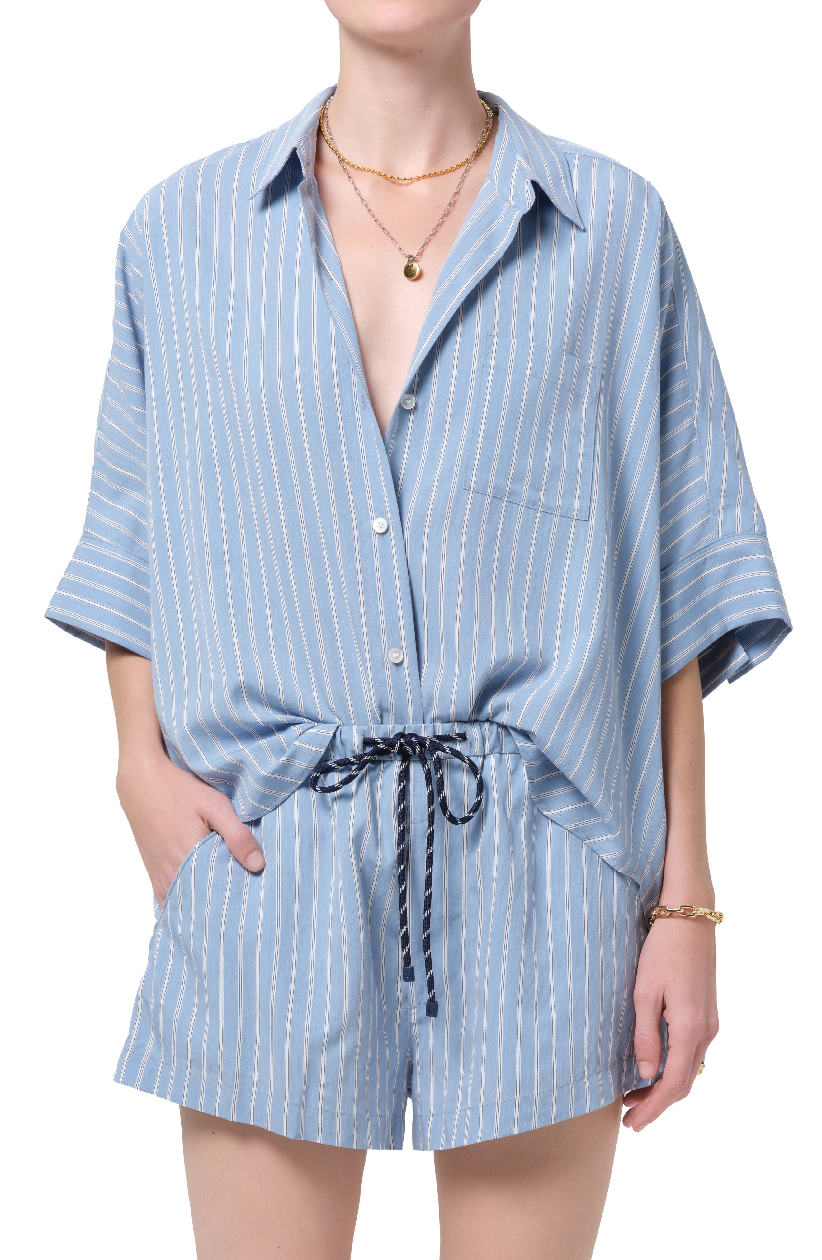 Claire Stripe Origami Button-Up Shirt (Women) | Nordstrom