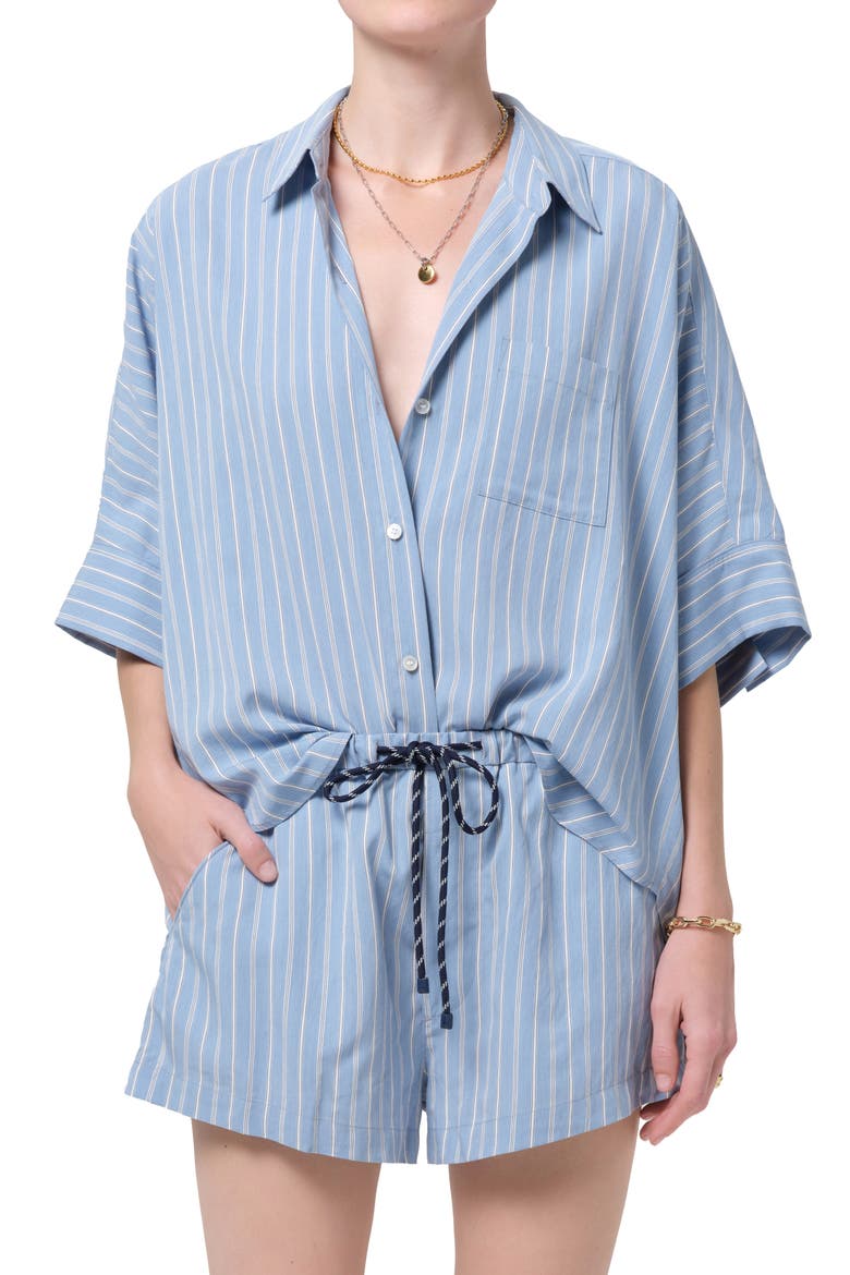 Claire Stripe Origami Button-Up Shirt, Main, color, CAPRI STRIPE