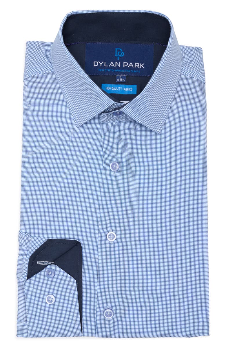 DYLAN PARK Slim Fit Perfect Stretch Long Sleeve Button Down Shirt, Main, color, Navy