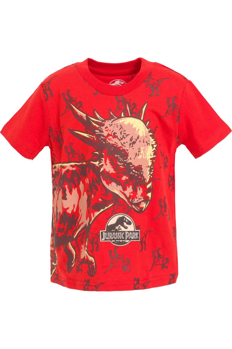 Jurassic Park T-Rex 4-Pack Short Sleeve T-Shirts, Alternate, color, Navy Green Aqua Red