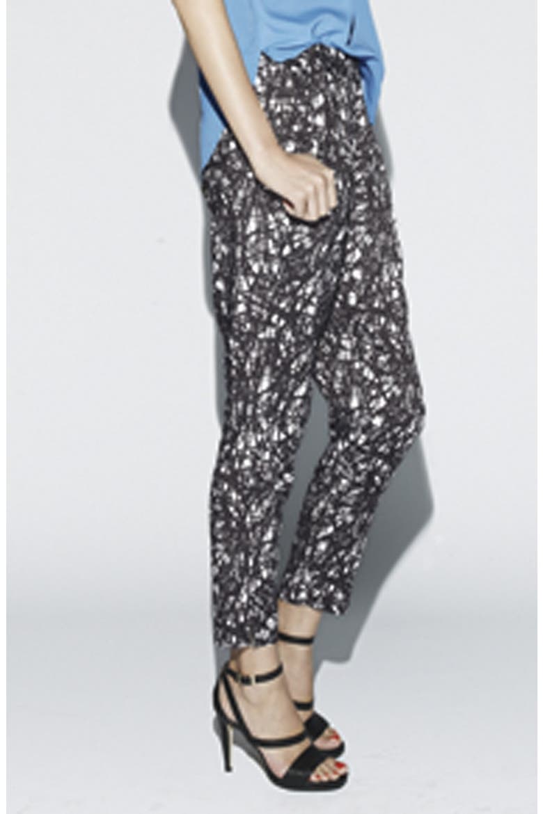 Print Pull-On Pants, Alternate, color, WHITE- BLACK WEB PRINT