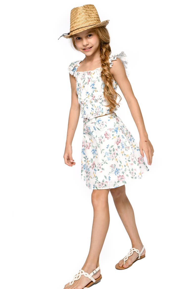 Kids' Print Flare Miniskirt, Alternate, color, WHITE MULTI