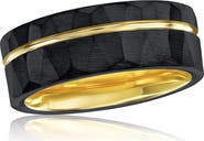BLACKJACK Men's Hammered Two-Tone Ring