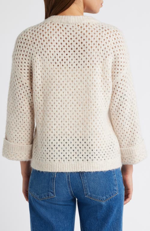 Wit & Wisdom Open Stitch Cuffed Sweater In Heather Light Oatmeal