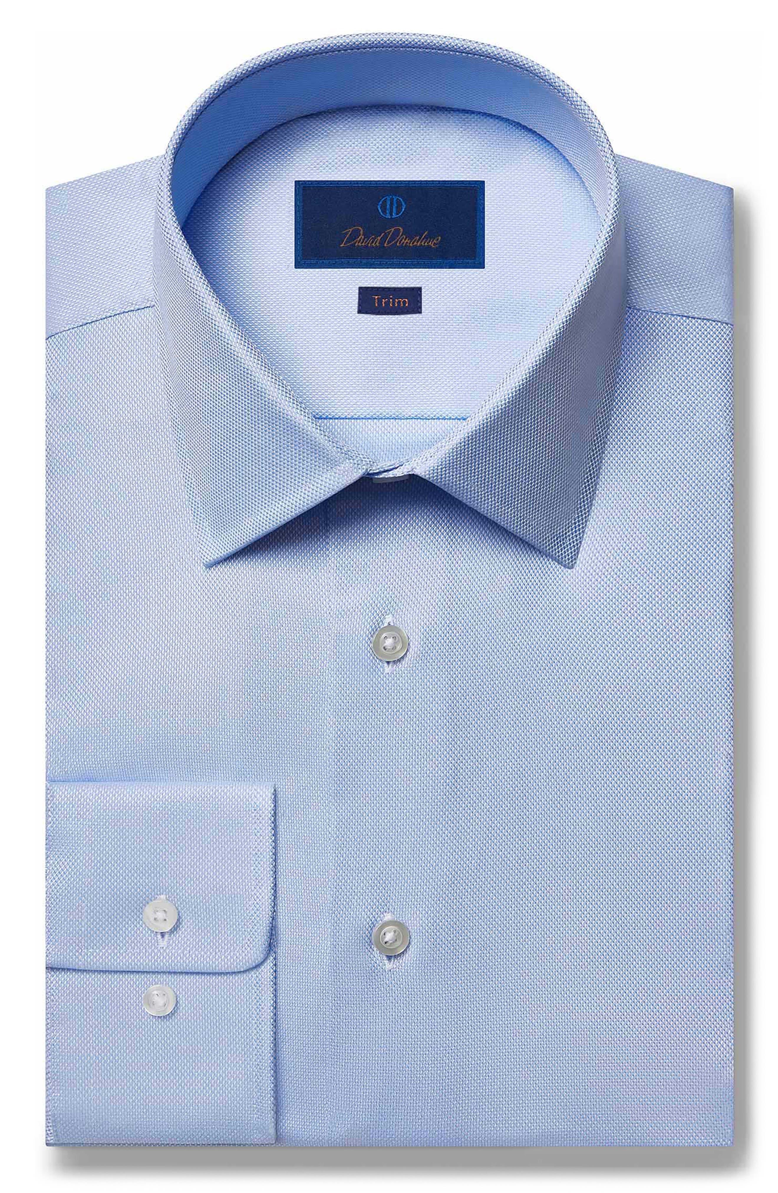Мужские платья David Donahue Trim Fit Royal Oxford Dress Shirt — фото 5