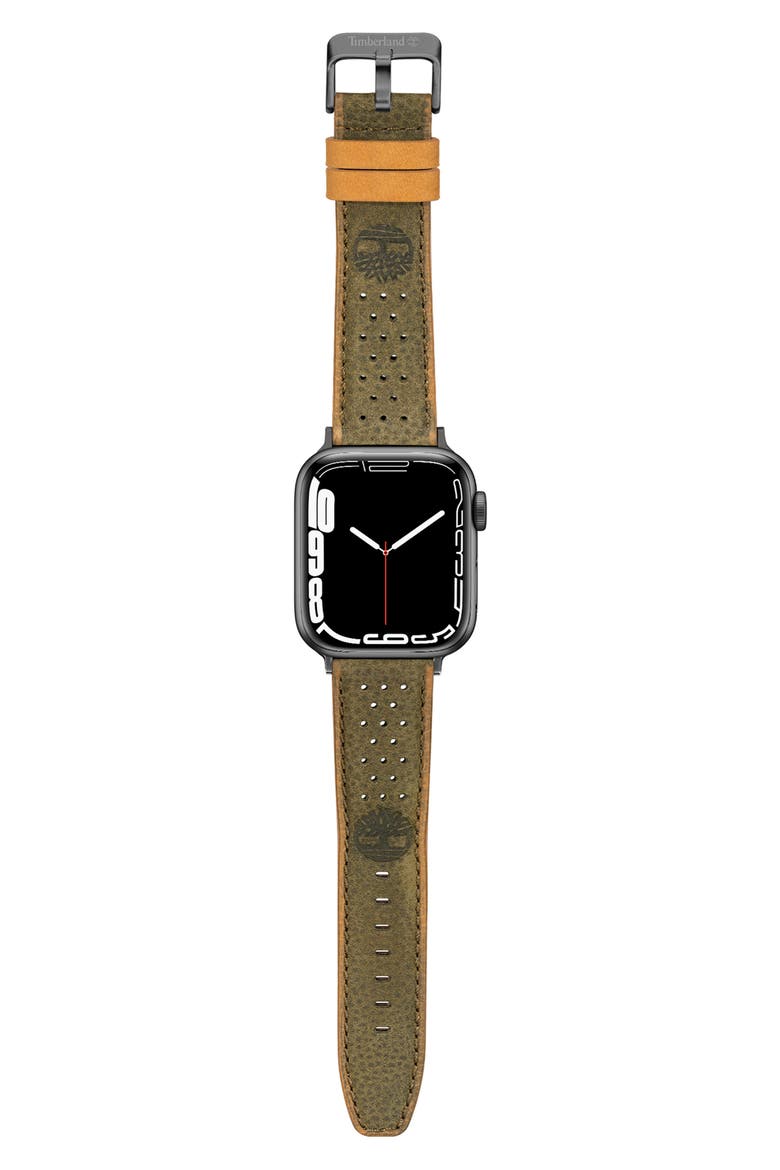 Daintree Water Repellent Leather 20mm Smartwatch Watchband, Alternate, color, EVERGREEN