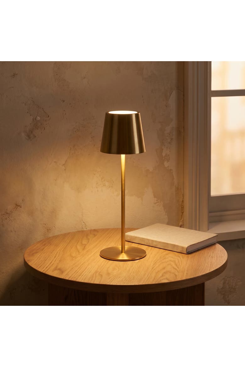 Metal LED Rechargeable Table Lamp with Touch Sensor, Brushed Brass Finish, Alternate, color, Brass