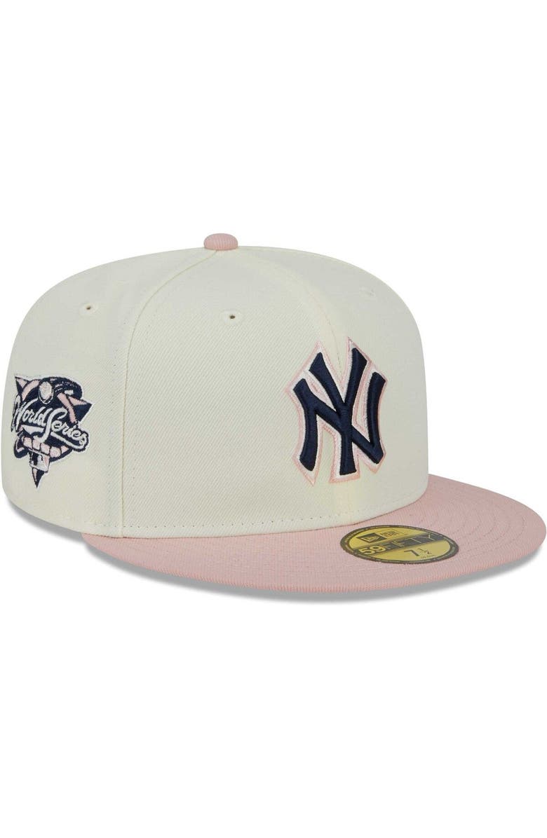 New Era Men's New Era White/Pink New York Yankees Chrome Rogue 59FIFTY Fitted Hat, Main, color, 