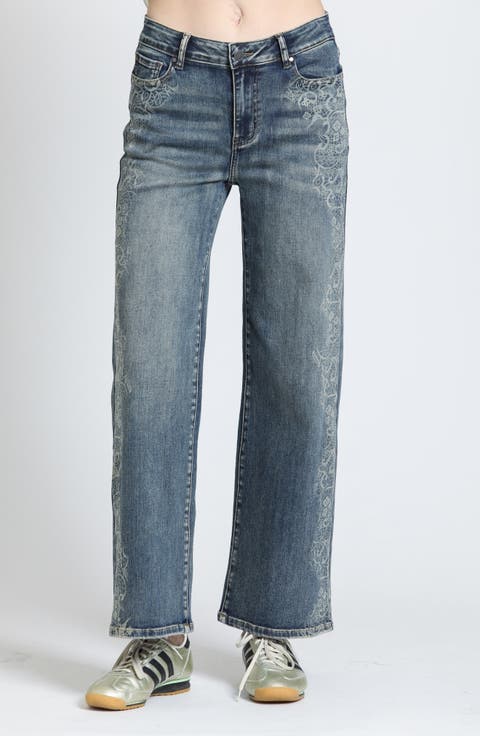 Filigree Inspired Mid Rise Mini Bootcut Jeans