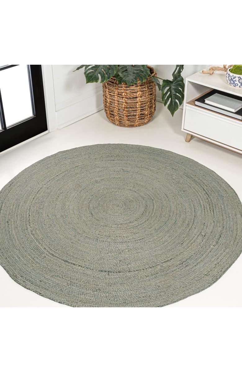 JONATHAN Y Zara Braided Coastal Cottage Round Jute Round Area Rug, Alternate, color, Gray