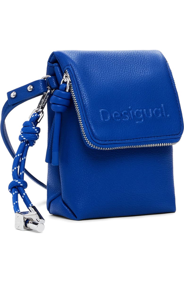 Desigual Faux Leather Phone Crossbody Bag, Alternate, color, Royal Blue