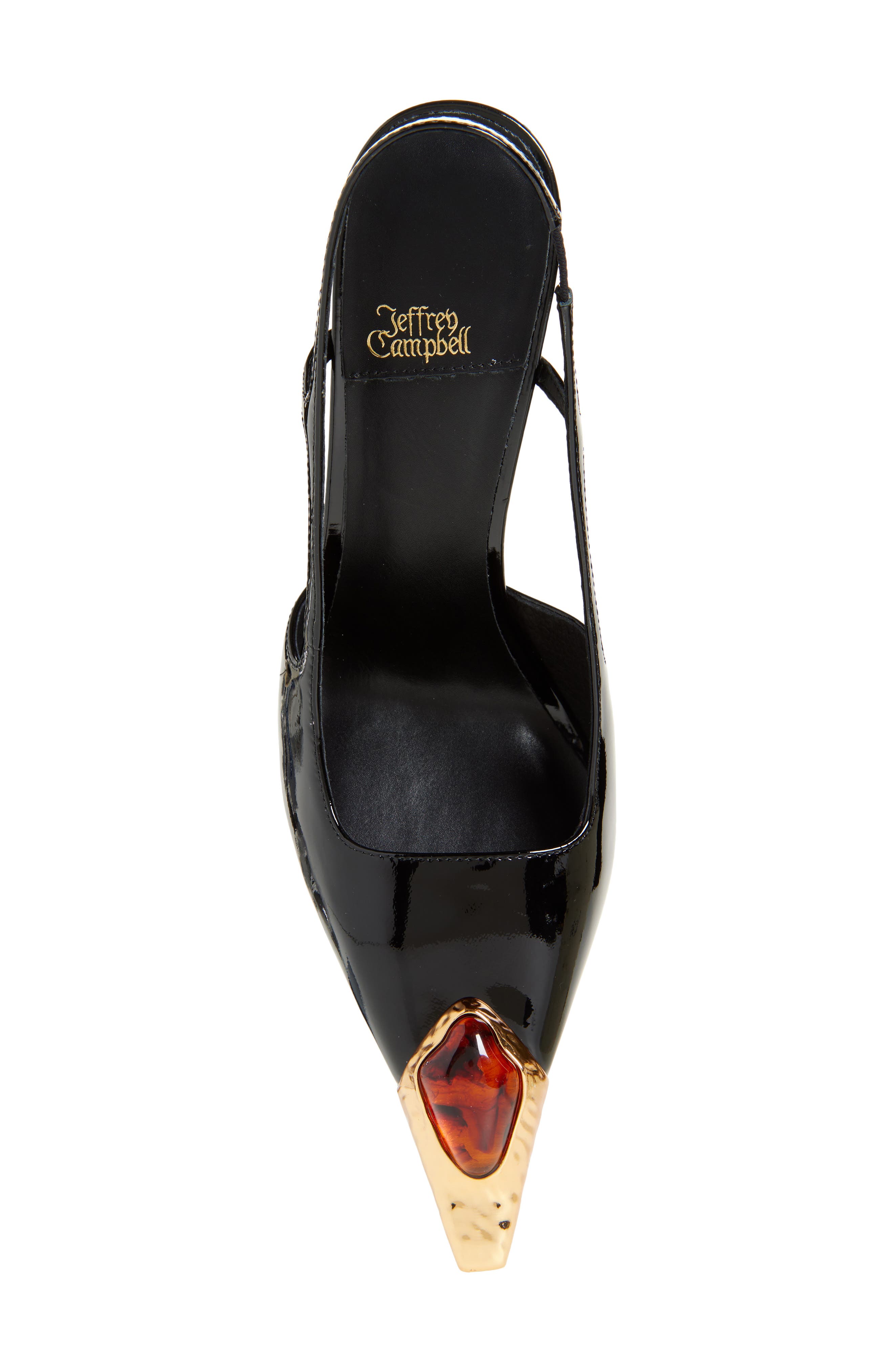 Jeffrey Campbell Sorcerer Pointed Toe Slingback Pump, Alternate, color, Black Patent Gold Brown