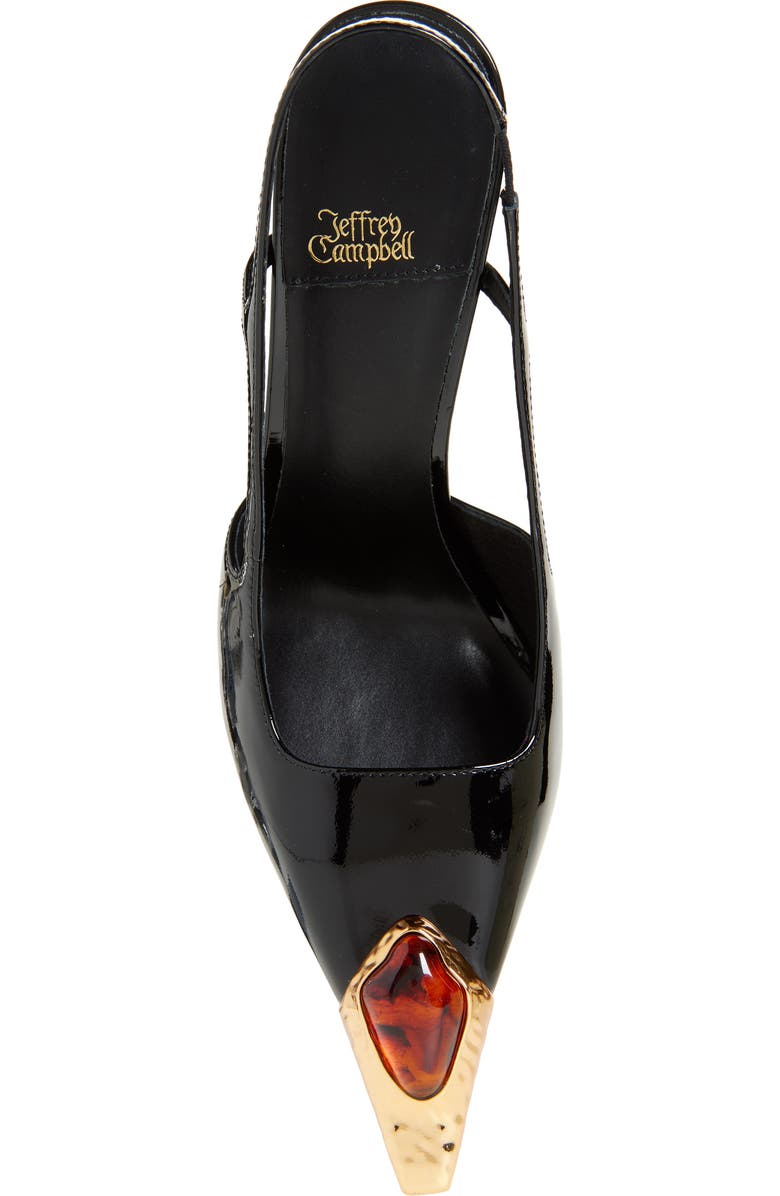 Jeffrey Campbell Sorcerer Pointed Toe Slingback Pump, Alternate, color, Black Patent Gold Brown