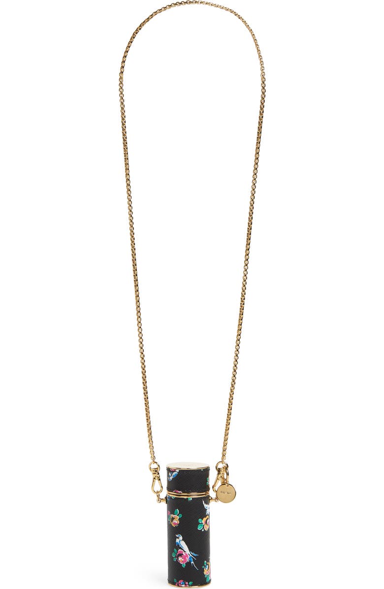 Prada Floral Print Crossbody Lipstick Case, Main, color,