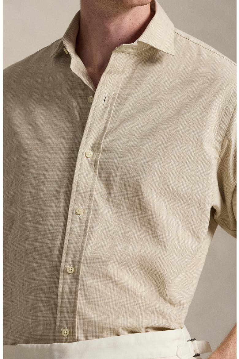 Classic Fit Glen Check Cotton Poplin Button-Up Shirt, Alternate, color, COASTAL BEIGE WHITE