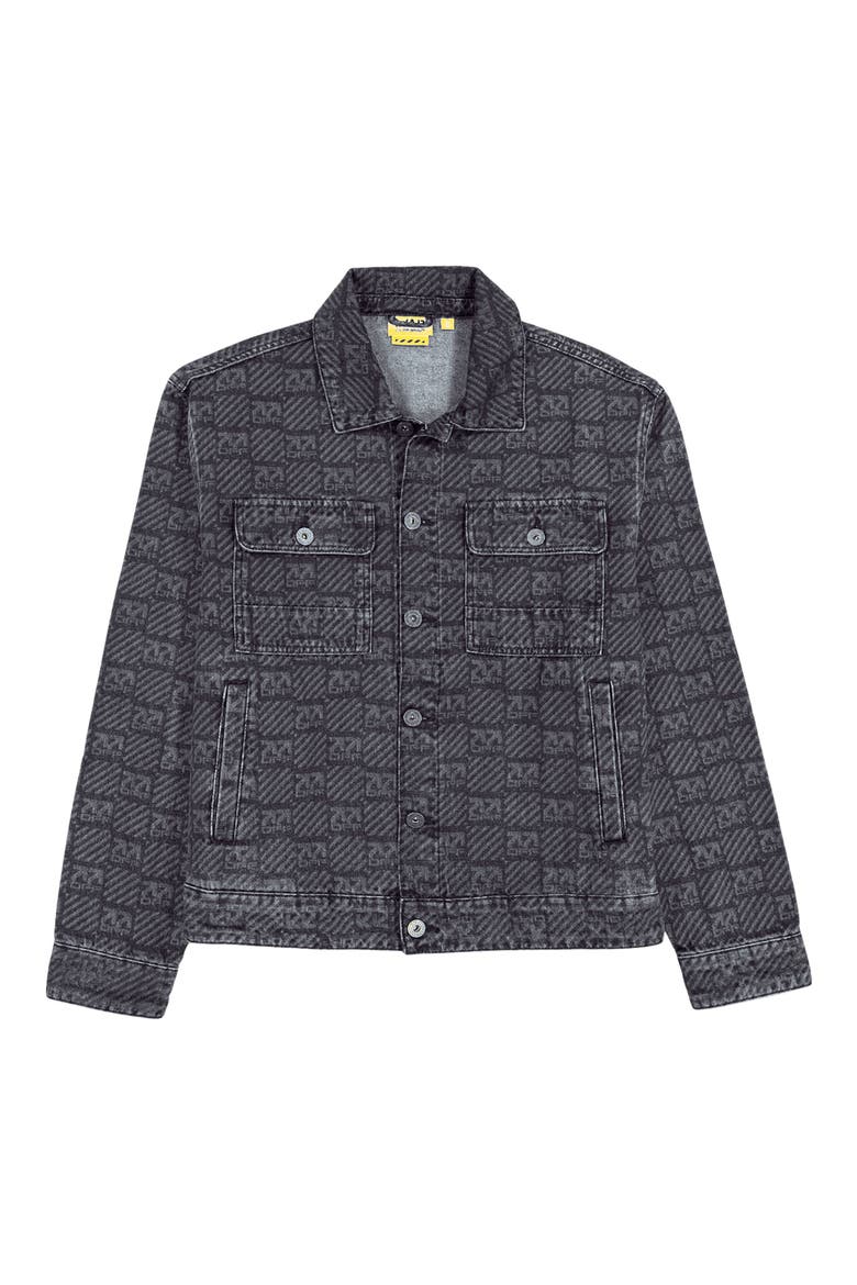 Logo Print Denim Jacket, Alternate, color, BLACK