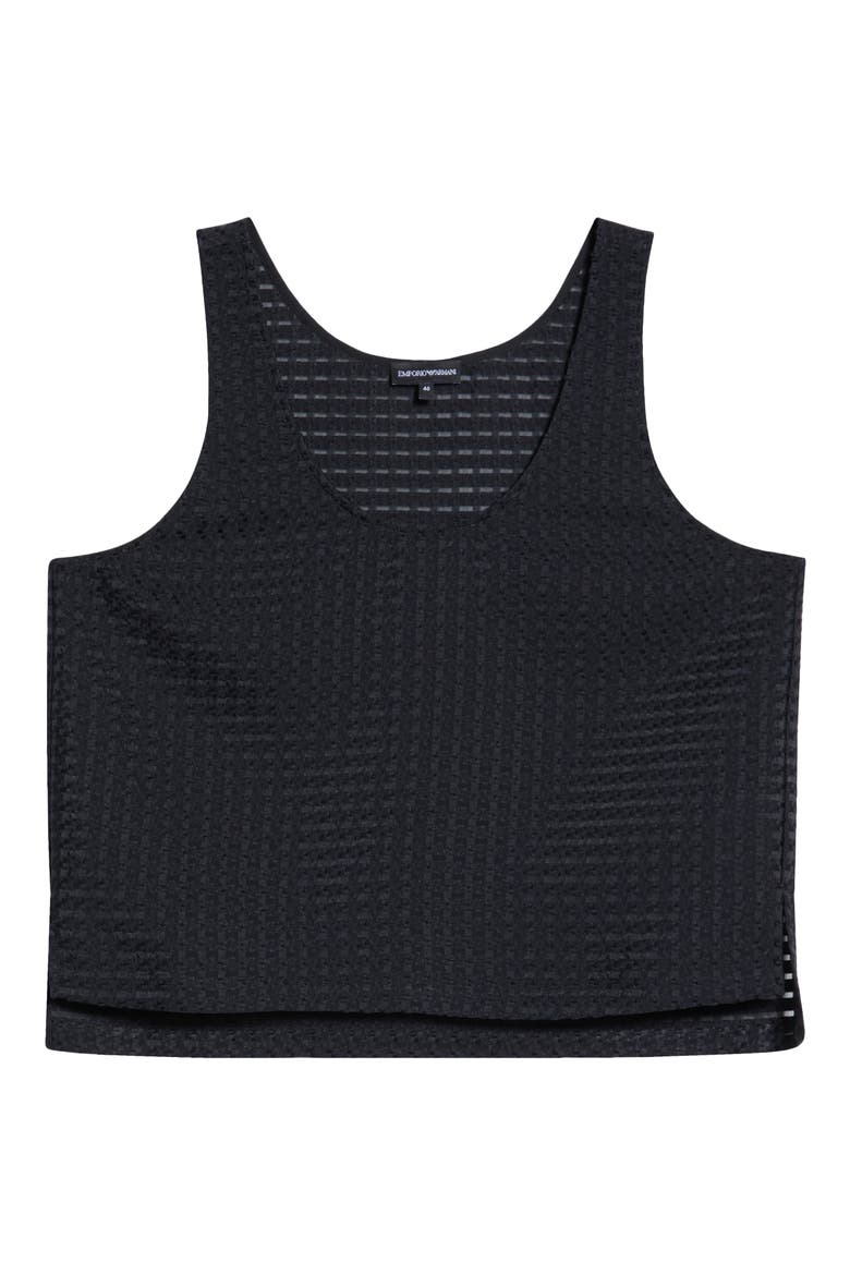 Vichy 3D Jacquard Crop Top, Alternate, color, SOLID BLACK