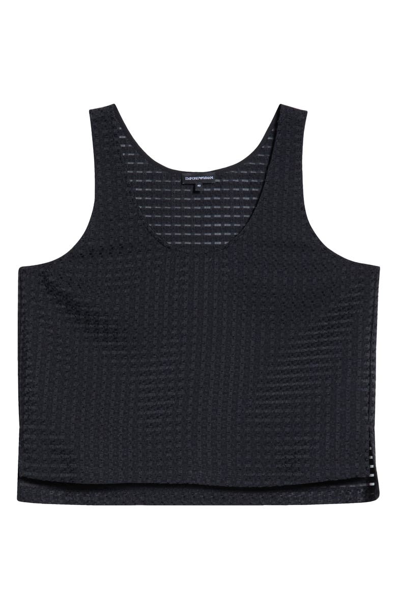 Giorgio Armani Vichy 3D Jacquard Crop Top, Main, color, Solid Black